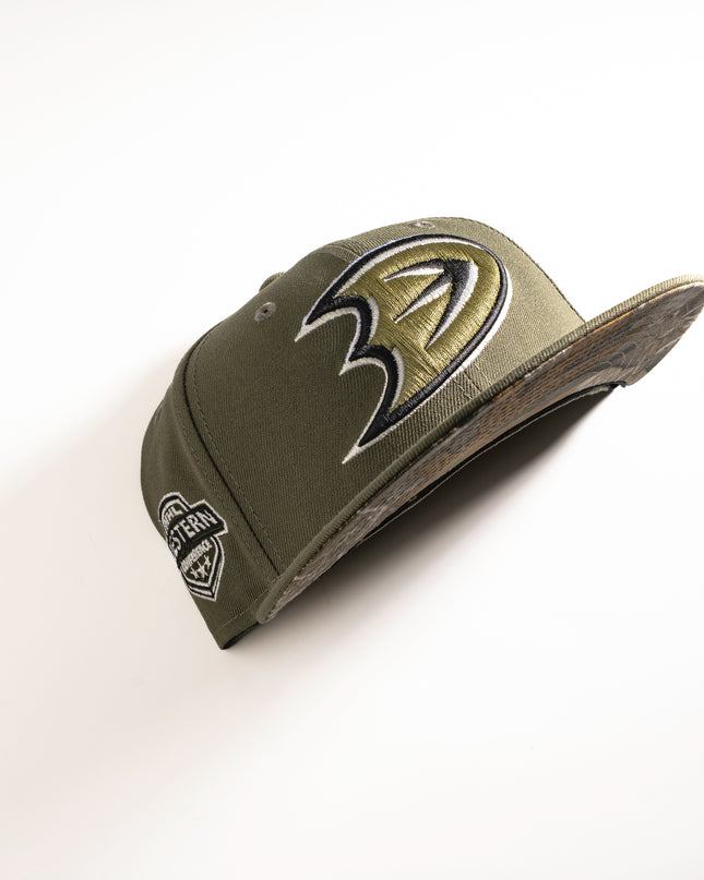 ANAHEIM DUCKS NEW OLIVE 59FIFTY FITTED HAT