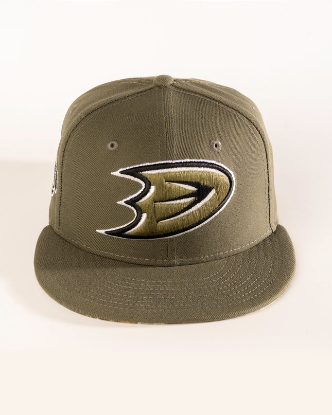 ANAHEIM DUCKS NEW OLIVE 59FIFTY FITTED HAT