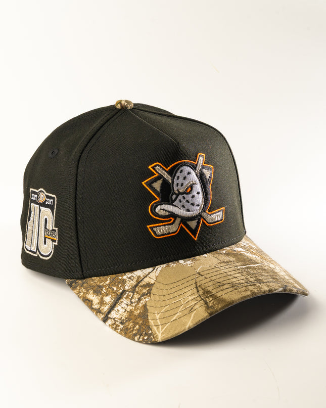 Anaheim Ducks Realtree Edge 9Forty A-Frame Snapback hat Black Realtree Camo NHL