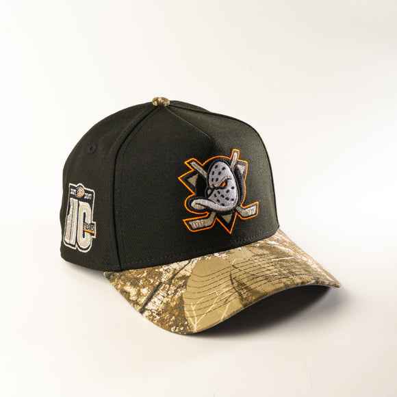 Anaheim Ducks Realtree Edge 9Forty A-Frame Snapback hat Black Realtree Camo NHL