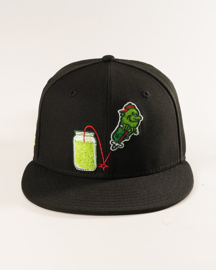 New Era Hartford Yard Goats Pickles Theme Night 59Fifty Fitted Hat Black MILB