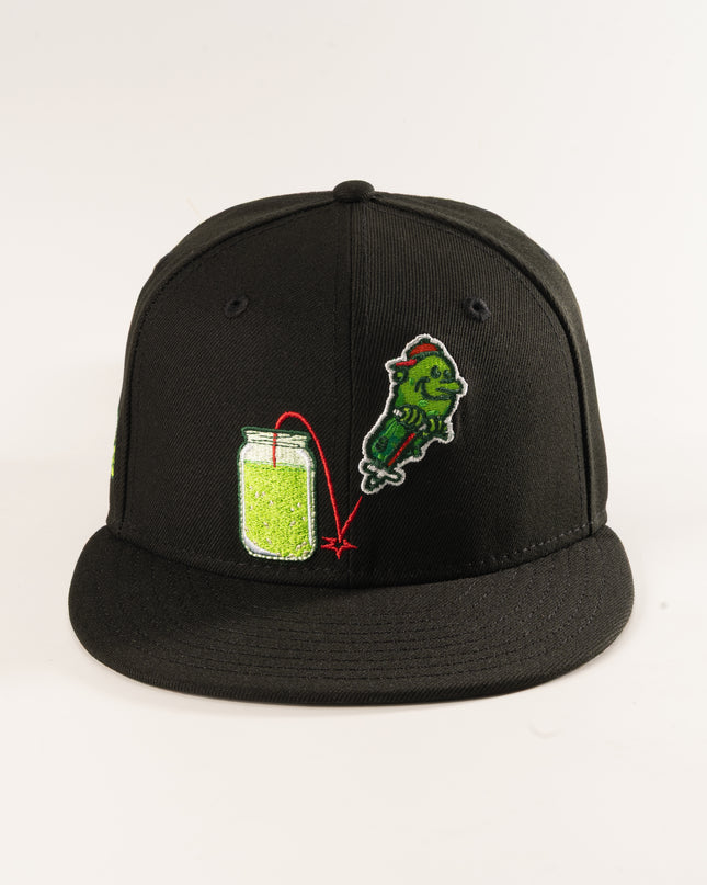 New Era Hartford Yard Goats Pickles Theme Night 59Fifty Fitted Hat Black MILB