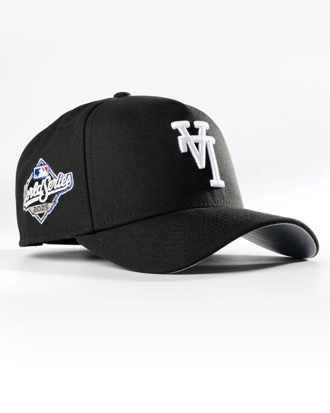 New Era Los Angeles Dodgers Upside Down 2025 World Series Black 9Forty A-Frame Snapback hat