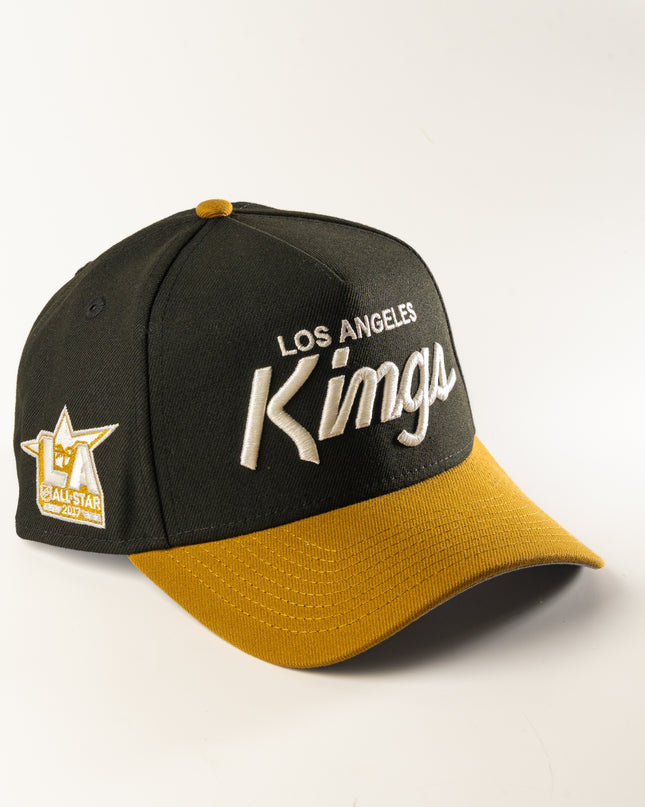 New Era Los Angeles Kings Script 9Forty A-Frame Snapback hat Black Gold NHL