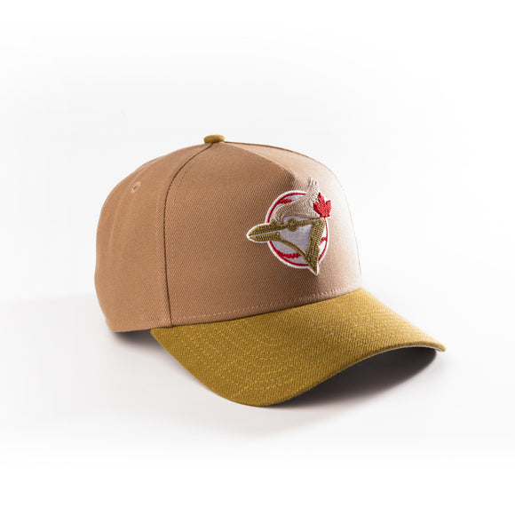 TORONTO BLUE JAYS KHAKI CHAIN STITCH 9FORTY A-FRAME SNAPBACK HAT