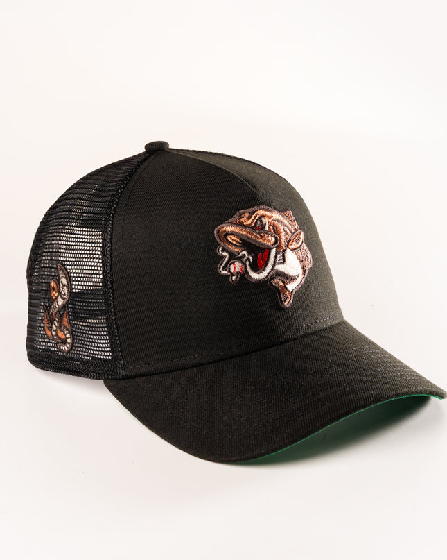 GWINNETT STRIPERS BLACK MESHBACK 9FOURTY A-FRAME SNAPBACK HAT
